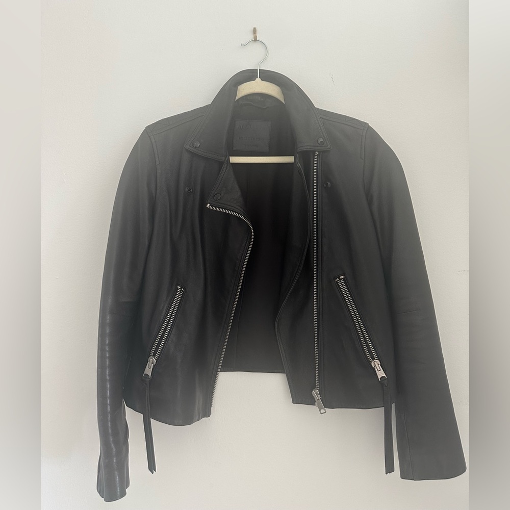 all saints moto bike leather jacket